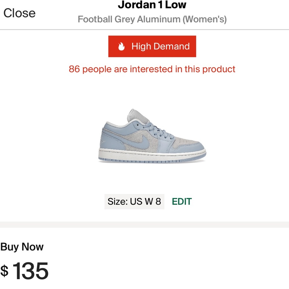 Jordan 1 low Football Grey Aluminum